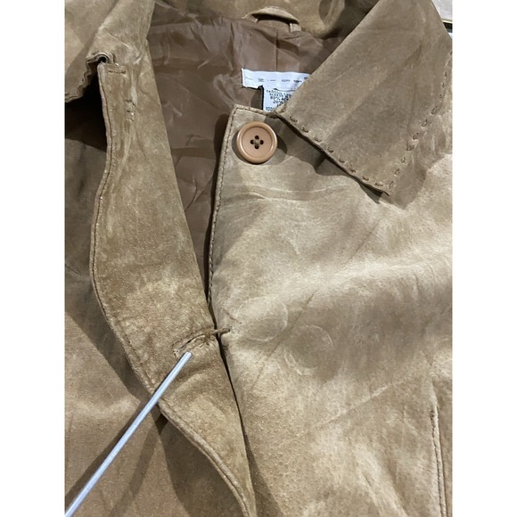 Vintage Twiggy Women's Suede Khaki Beige Button Up Jacket Size S - Picture 5 of 9